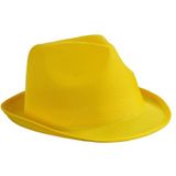 2x stuks trilby feesthoedje geel voor volwassenen - Carnaval party verkleed hoeden