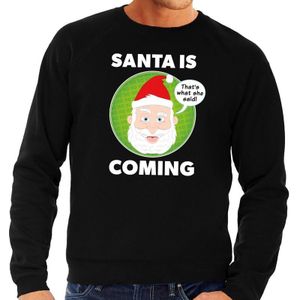 Foute kersttrui - Santa is coming - thats what she said - zwart voor heren