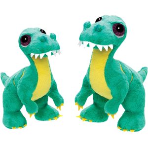 Suki gifts Pluche knuffeldieren set 2x dinosaurus - Brontosaurussen - 17 en 21 cm - Dino thema