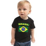 Brasil baby shirt met vlag zwart jongens en meisjes - Kraamcadeau - Babykleding - Brazilie landen t-shirt
