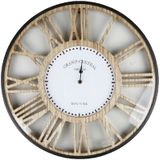 Urban Living Wandklok Grand Central - Open structuur - Dia 50 cm - hout/kunststof - beige/grijs