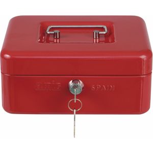 AMIG Geldkistje met 2 sleutels - rood - staal - muntbakje - 20 x 16 x 9 cm - inbraakbeveiliging