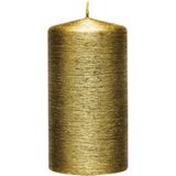 4x Creme gouden cilinderkaars/stompkaars 7 x 13 cm 25 branduren - Geurloze creme goudkleurige kaarsen - Woondecoraties