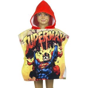 Superman badcape/badponcho met rode capuchon voor jongens