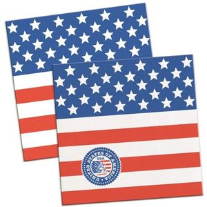 60x Amerikaanse vlag/USA themafeest servetten 25 x 25 cm papier - Thema papieren wegwerp tafeldecoraties