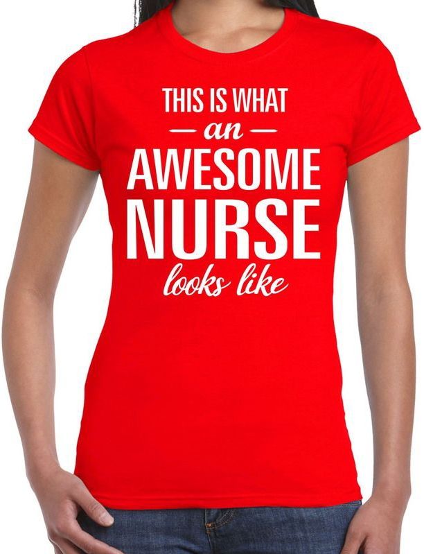 Awesome nurse - geweldige verpleegster / zuster cadeau t-shirt rood dames - beroepen shirts / verjaardag cadeau