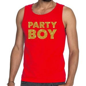 Party Boy glitter tekst tanktop / mouwloos shirt rood heren - heren singlet Party Boy