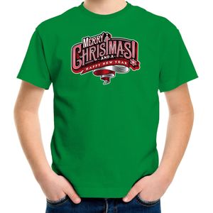 Merry Christmas Kerstshirt / Kerst t-shirt groen voor kinderen - Kerstkleding / Christmas outfit