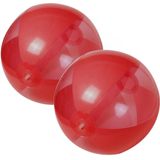 2x stuks opblaasbare strandballen plastic rood 28 cm - Strand buiten zwembad speelgoed