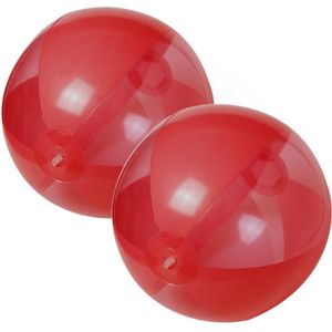 2x stuks opblaasbare strandballen plastic rood 28 cm - Strand buiten zwembad speelgoed