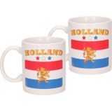 2x stuks mok Holland/Nederlandse vlag 300 ml