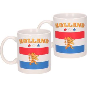 2x stuks mok Holland/Nederlandse vlag 300 ml