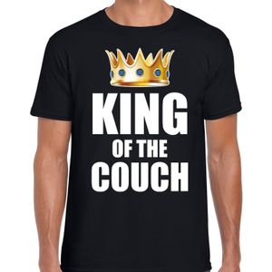 King of the couch t-shirt zwart voor heren - Woningsdag / Koningsdag - thuisblijvers / luie dag / relax shirtje