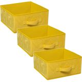 Set van 3x stuks opbergmand/kastmand 14 liter geel polyester 31 x 31 x 15 cm - Opbergboxen - Vakkenkast manden