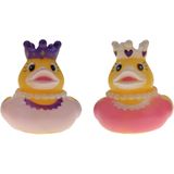 Badeendjes prinses - rubber - 2 stuks - roze en licht roze - 5 cm - bad speelgoed