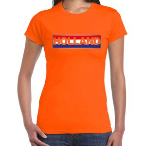 Oranje / Holland supporter t-shirt / shirt Holland banner oranje voor dames - Nederlands elftal fan shirt / kleding / Holland supporter