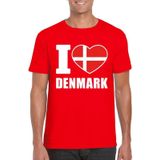 Rood I love Denemarken/ Denmark supporter shirt heren - Deens t-shirt heren