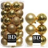 43x stuks kunststof kerstballen goud 6 en 8 cm glans/mat/glitter mix - Kerstversiering/boomversiering