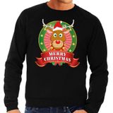 Foute kersttrui / sweater - zwart - Rudolf Merry Christmas heren