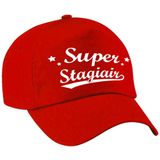 Super stagiair cadeau pet / baseball cap rood voor heren - bedankt kado voor een stagiair