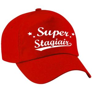 Super stagiair cadeau pet / baseball cap rood voor heren - bedankt kado voor een stagiair