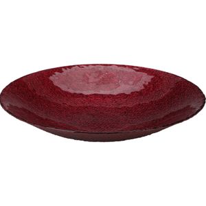 Decoratie schaal/fruitschaal - D30 cm - rood - glas - rond