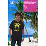 Bellatio Decorations Tropical party T-shirt heren - met glitters - zwart/geel - carnaval/themafeest