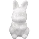 6x Piepschuim konijnen/hazen decoraties 8 cm hobby/knutselmateriaal - Knutselen DIY mini konijn/haas beschilderen - Pasen thema paaskonijnen/paashazen wit