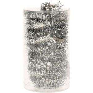 1x stuks folie tinsel slingers/guirlandes zilver 20 meter kerstslingers extra lang - Kerstversiering - Kerstboomversiering