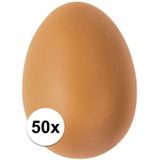 50x Plastic bruine eieren om te versieren 6 cm