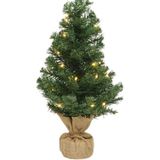 Everlands Kunstkerstboom - mini - groen - met verlichting - 75 cm - kerstboom