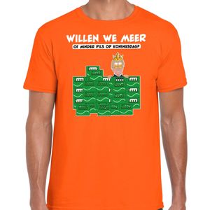 Bellatio Decorations Koningsdag T-shirt heren - meer of minder - bier/pils - oranje - feestkleding