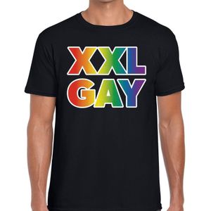 Regenboog XXL gay pride / parade zwart t-shirt voor heren - LHBT evenement shirts kleding / outfit