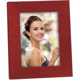 2x stuks houten fotolijstje rood met glitters 21 x 25 cm geschikt voor een foto van 15 x 20 cm