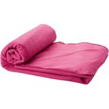 5x Fleece deken roze 150 x 120 cm - reisdeken met tasje
