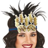 Carnaval verkleed accessoire set - dames hoofdband en parelketting - charleston/jaren 20 stijl