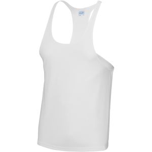 Wit sport/fitness shirt/tanktop voor heren - Sportkleding - Fitness shirt/hemd - Bodybuilder/gewichtheffers tanktops/haltertops - Sportshirts
