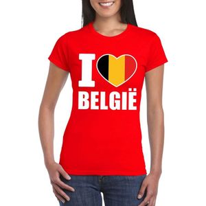 Rood I love Belgie supporter shirt dames