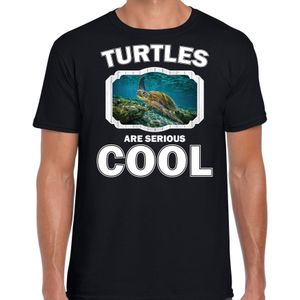Dieren schildpadden t-shirt zwart heren - turtles are serious cool shirt - cadeau t-shirt zee schildpad/ schildpadden liefhebber