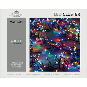 Kerstverlichting clusterverlichting met timer 768 lampjes gekleurd 4,5 mtr - Voor binnen en buiten gebruik
