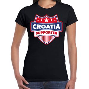 Croatia supporter schild t-shirt zwart voor dames - Kroatie landen t-shirt / kleding - EK / WK / Olympische spelen outfit