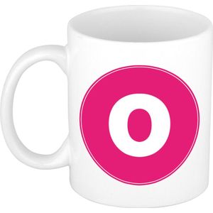 Mok / beker met de letter O roze bedrukking voor het maken van een naam / woord - koffiebeker / koffiemok - namen beker