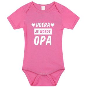 Hoera je wordt opa tekst baby rompertje roze meisjes - Kraamcadeau - Babykleding