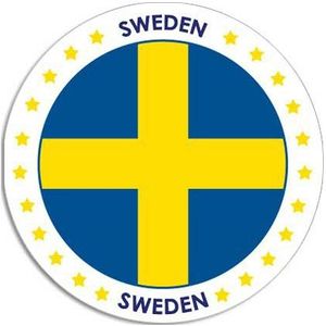 20x Zweden sticker rond 14,8 cm - Zweedse vlag - Landen thema decoratie feestartikelen/versieringen