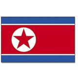 Landen vlag Noord Korea - 90 x 150 cm - met compacte draagbare telescoop vlaggenstok - zwaaivlaggen