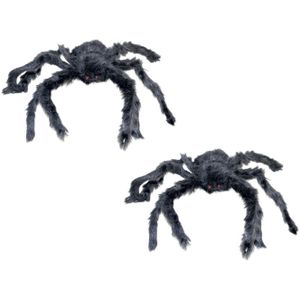 Funny Fashion Horror/Halloween decoratie spin zwart 60 cm - Set 3x stuks
