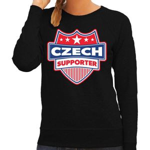 Czech supporter schild sweater zwart voor dames - Tsjechie landen sweater / kleding - EK / WK / Olympische spelen outfit