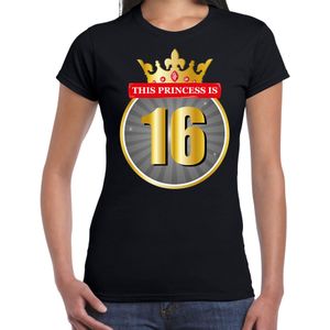 This princess is 16 verjaardag t-shirt - zwart - dames - sweet 16 jaar kado shirt