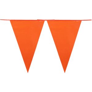 5x stuks oranje Holland plastic groot formaat vlaggetjes/vlaggenlijnen van 10 meter. Koningsdag/supporters feestartikelen en versieringen