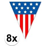 8x Vlaggenlijn/vlaggetjes USA - 5 meter - slingers